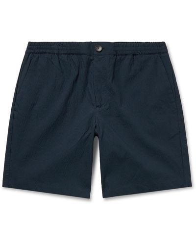 MR P. Straight-leg Cotton-blend Seersucker Shorts - Blue