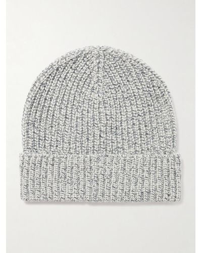 Brunello Cucinelli Brushed Ribbed-knit Beanie - Grey
