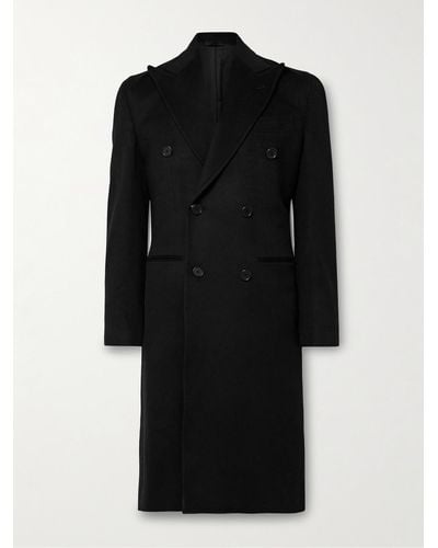 Saman Amel Slim-fit Double-breasted Wool And Cashmere-blend Felt Overcoat - Black