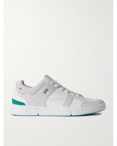 On Shoes The Roger Clubhouse Faux Suede And Mesh-trimmed Faux Leather Trainers - White