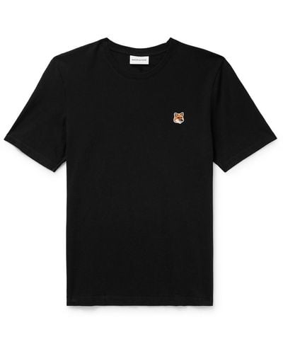 Maison Kitsuné Logo-appliquéd Cotton-jersey T-shirt - Black