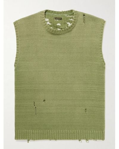 Kapital Distressedjacquard-knit Jumper Vest - Green