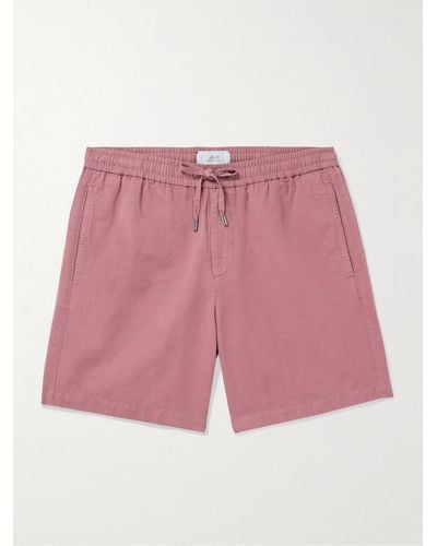 MR P. Straight-leg Cotton And Linen-blend Drawstring Shorts - Pink