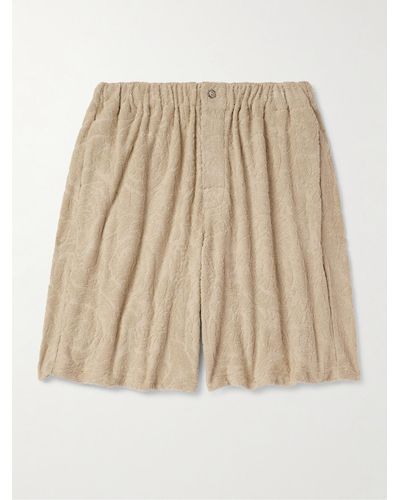 Versace Straight-leg Cotton-terry Jacquard Shorts - Natural