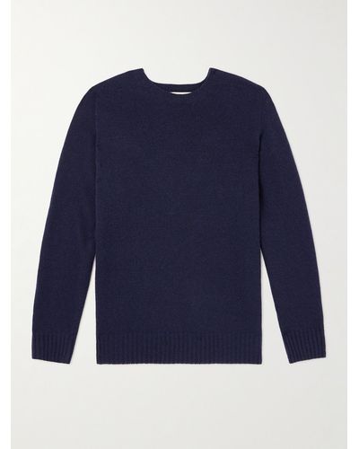 Officine Generale Merino Wool And Cashmere-blend Sweater - Blue