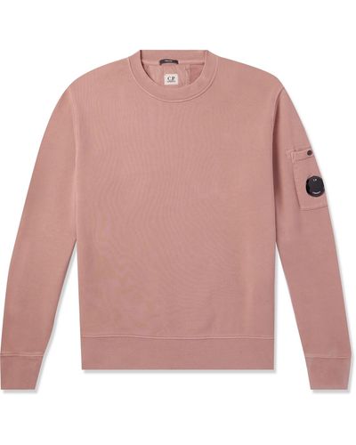C.P. Company Logo-appliquéd Brushed Cotton-jersey Sweatshirt - Pink
