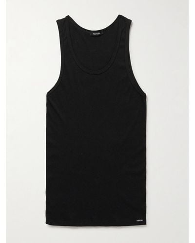 Tom Ford Ribbed Cotton And Modal-blend Tank Top - Black
