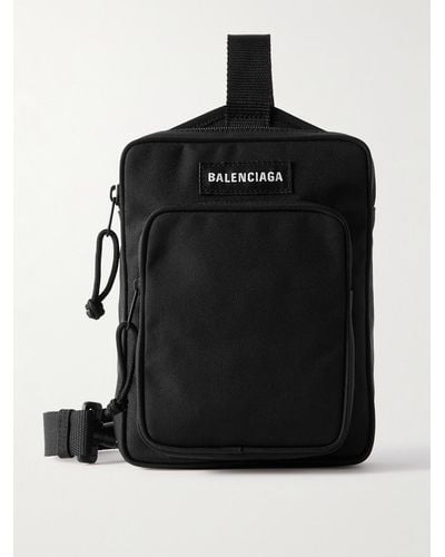 Balenciaga Explorer Umhängetasche aus Canvas mit Logoapplikation - Schwarz