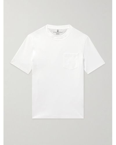 Brunello Cucinelli T-shirt in jersey di cotone - Bianco