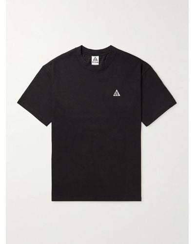 Nike T-shirt in jersey di cotone ricamato - Nero