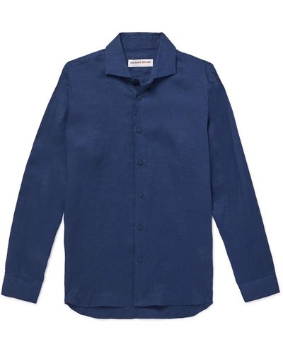 Orlebar Brown Giles Slim-fit Linen Shirt - Blue