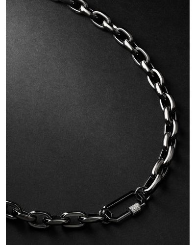AS29 Lock Medium Blackened White Gold Diamond Necklace