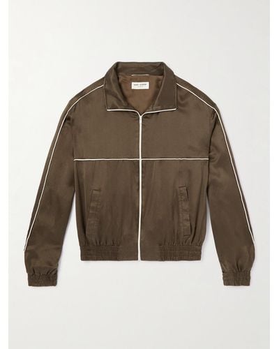 Saint Laurent Teddy Piped Silk Satin-jersey Track Jacket - Brown