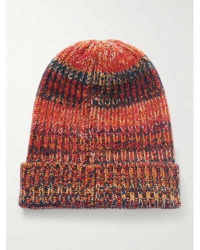 The Elder Statesman Cosmica Ranger Ribbed Cashmere Beanie - Red