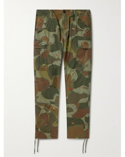 Polo Ralph Lauren Slim-fit Straight-leg Embroidered Camouflage-print Cotton-canvas Cargo Pants - Green