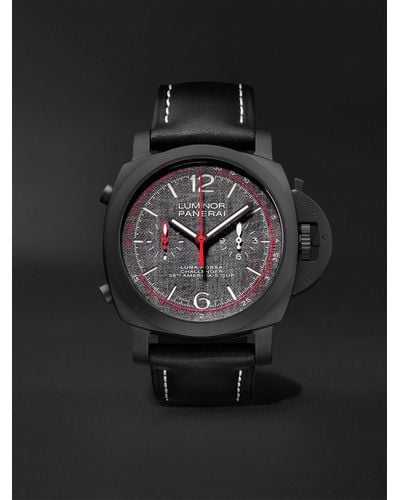 Panerai Luminor Luna Rossa Automatic Flyback Chronograph 44mm Ceramic And Leather Watch - Black