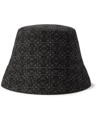 Loewe Reversible Logo-jacquard Cotton-blend And Shell Bucket Hat - Black