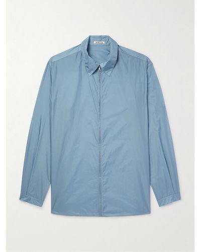 AURALEE Nylon Zip-up Overshirt - Blue