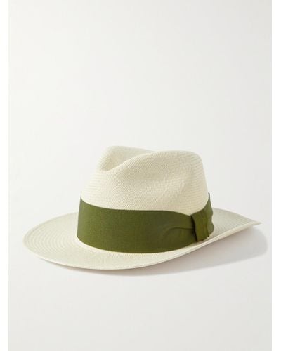 Frescobol Carioca Rafael Grosgrain-trimmed Straw Panama Hat - Green