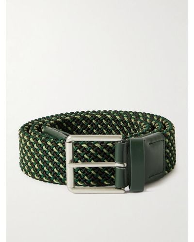 Paul Smith 3.5cm Leather-trimmed Woven Elastic Belt - Green
