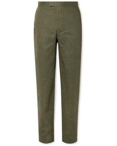 Favourbrook Allercombe Slim-fit Straight-leg Linen Suit Pants - Green
