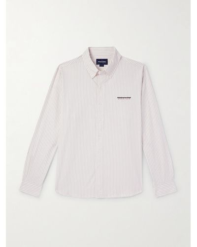 thisisneverthat Dsn Button-down Collar Logo-embroidered Striped Cotton Oxford Shirt - White