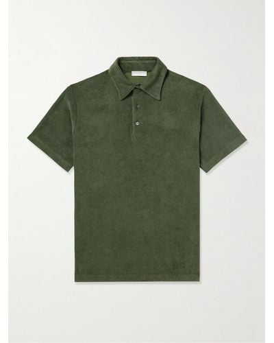 Richard James Cotton-blend Terry Polo Shirt - Green