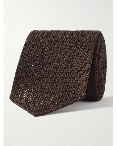 Drake's Cravatta in grenadine di seta - Marrone
