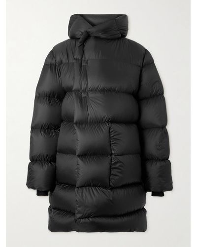 Rick Owens Oversized Quilted Nylon Hooded Down Jacket - Black