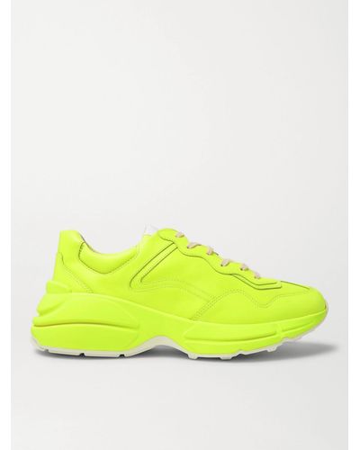 Gucci Rhyton Fluorescent Leather Sneaker - Yellow
