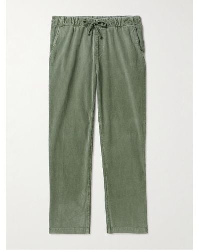 Save Khaki Easy Straight-leg Cotton-corduroy Drawstring Trousers - Green