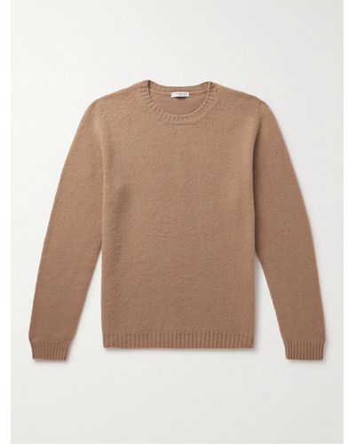Boglioli Slim-fit Brushed Wool And Cashmere-blend Sweater - Natural