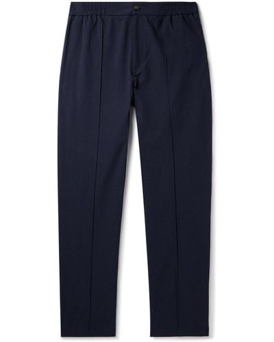 A.P.C. Joaquin Straight-leg Cotton-seersucker Pants - Blue