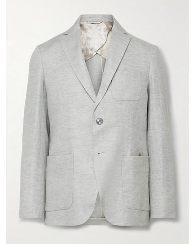 Agnona Linen-twill Suit Jacket - Grey