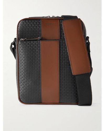 Serapian Stepan 72 Leather-trimmed Logo-embossed Coated-canvas Messenger Bag - Black