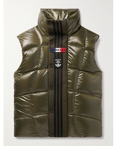 Moncler Genius Adidas Originals Piumino smanicato in shell lucido trapuntato con finiture in jersey tecnico Bozon - Verde
