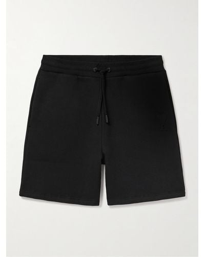 Ami Paris Straight-leg Logo-embossed Cotton-blend Jersey Drawstring Shorts - Black