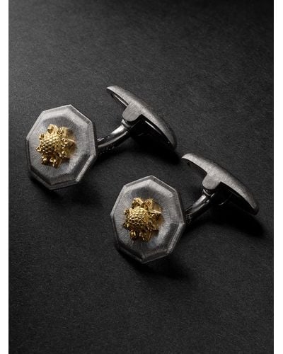 Buccellati Macri Classica Sterling Silver And 18-karat Gold Cufflinks - Black