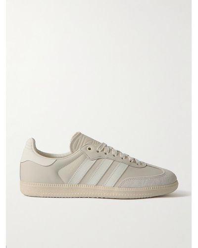 adidas Originals Pharrell Williams Humanrace Samba Suede-trimmed Leather Trainers - Natural