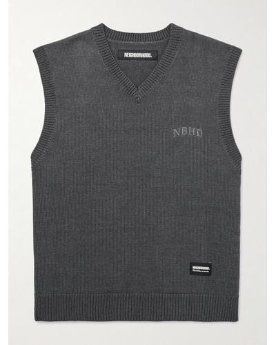 Neighborhood Logo-embroidered Cotton-blend Jumper Vest - Grey