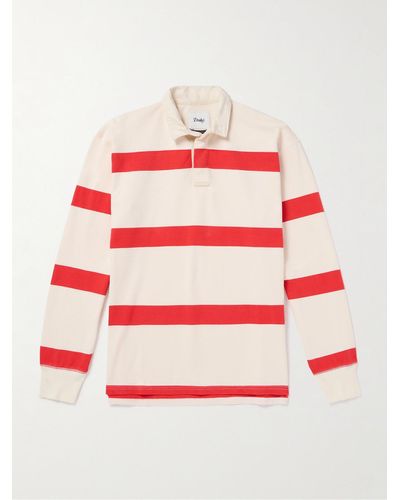 Drake's Pullover aus gestreiftem Baumwoll-Jersey mit Polokragen - Pink