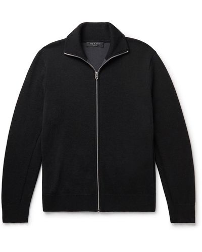 Rag & Bone Andrew Merino Wool-blend Zip-up Cardigan - Black