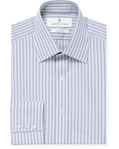 Turnbull & Asser Mayfair Striped Cotton-poplin Shirt - Blue