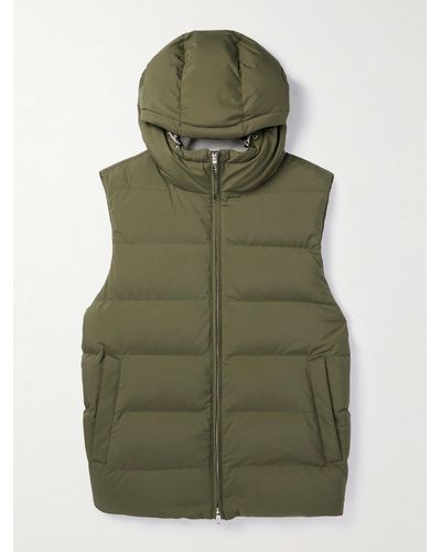 Loro Piana Quilted Padded Shell Hooded Gilet - Green