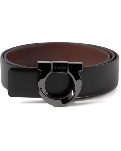 Ferragamo 3.5cm Gancini Reversible Leather Belt - Black