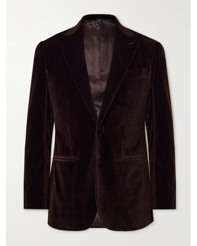 Thom Sweeney Cotton And Modal-blend Velvet Tuxedo Jacket - Black