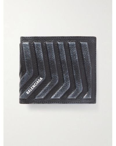 Balenciaga Aufklappbares Portemonnaie aus vollnarbigem Leder mit Logoprint - Schwarz