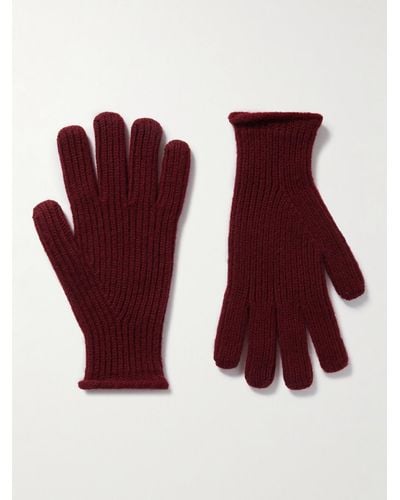 MR P. Handschuhe aus Wolle in Rippstrick - Rot
