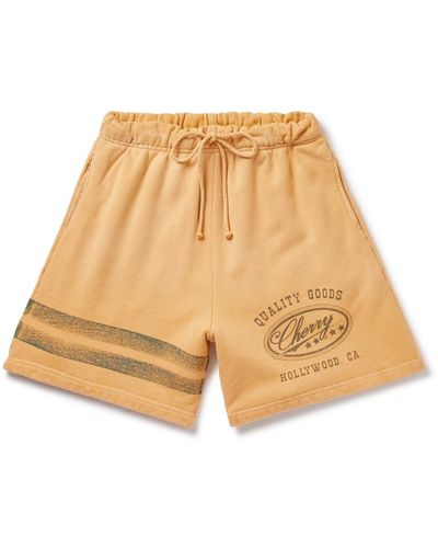 CHERRY LA Straight-leg Logo-print Cotton-jersey Drawstring Shorts - Natural