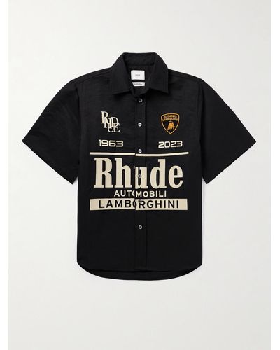 Rhude Lamborghini Logo-embroidered Nylon-twill Shirt - Black